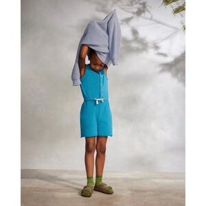 The Sunday Collective Gone Swimming Sleeveless Romper, Bluejay, Size 12Y